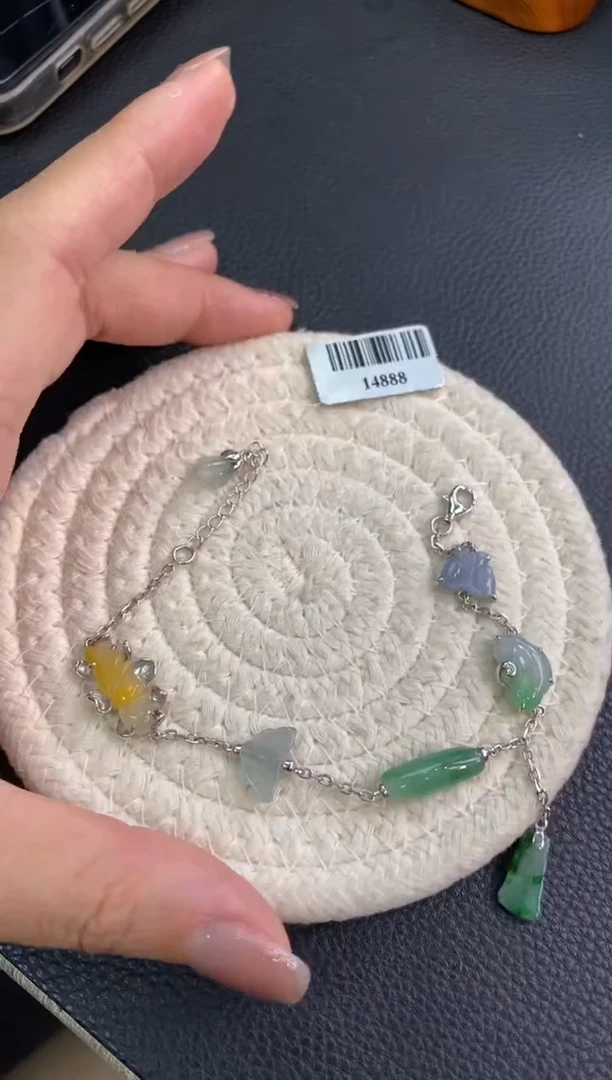 颈饰银S925镶嵌翡翠净货14888