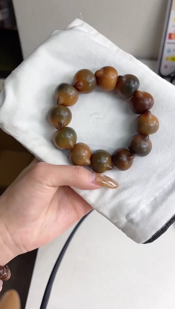 手串菩提根/象牙果'****?沐u84干磨猫猫头23mm手串瑕疵不补