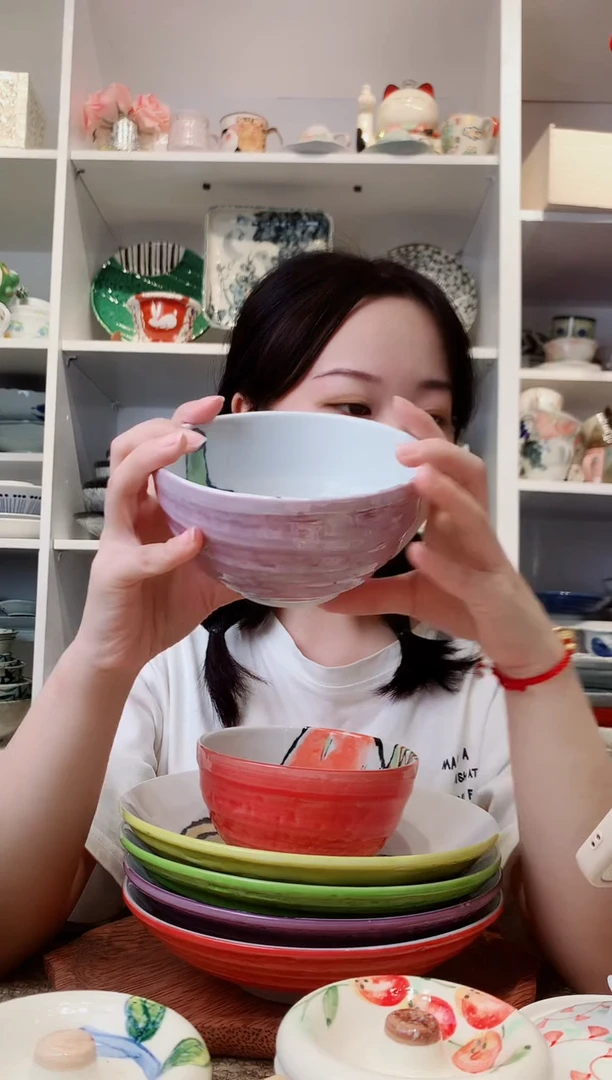 陶瓷美浓烧茄子米饭碗13cm