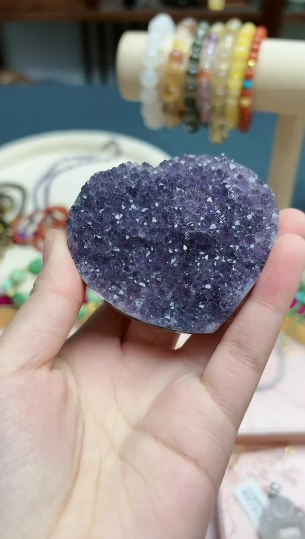 【闪购商品】紫晶摆件未镶嵌紫晶爱心摆件*1 SJ