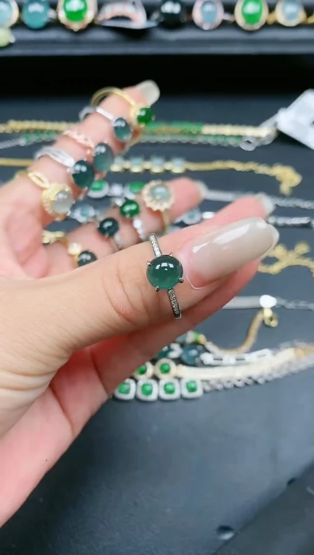翡翠戒指银S925镶嵌11111
