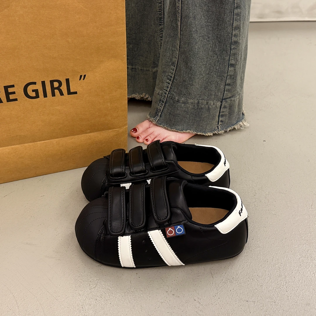 美式鞋子丑萌大头鞋魔术贴厚底小白鞋女小众百搭德训鞋休闲板鞋女