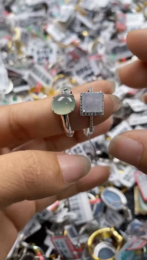银S925镶嵌戒指翡翠101010----5