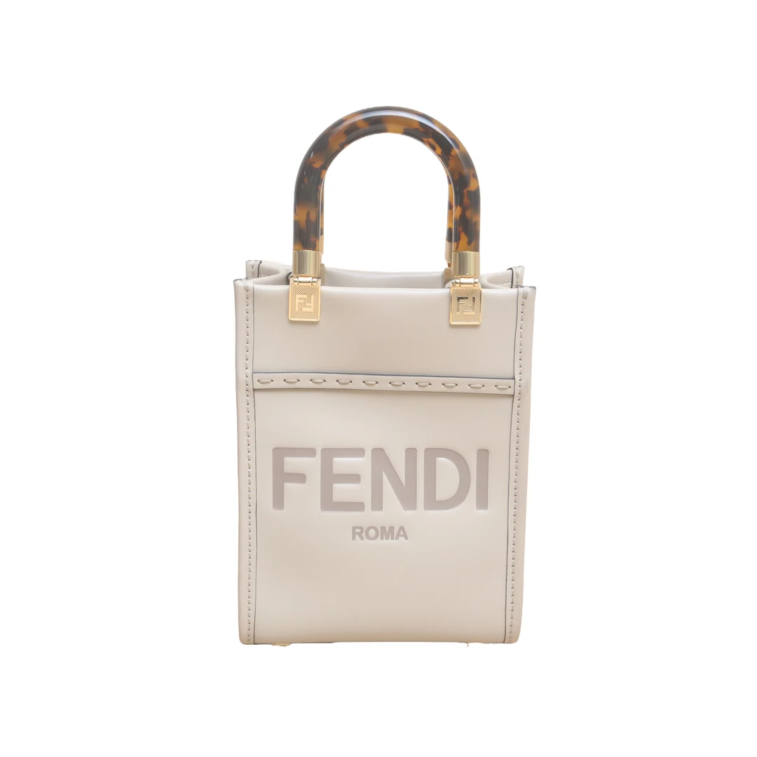 95新 FENDI/芬迪 折【念念特价】阳光购物手提袋 Mini迷你 棕色