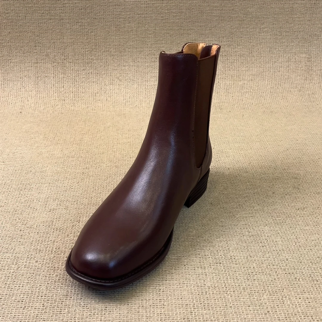 巨好穿～复古软牛皮短靴2023秋冬新款百搭圆头休闲增高粗跟马丁靴