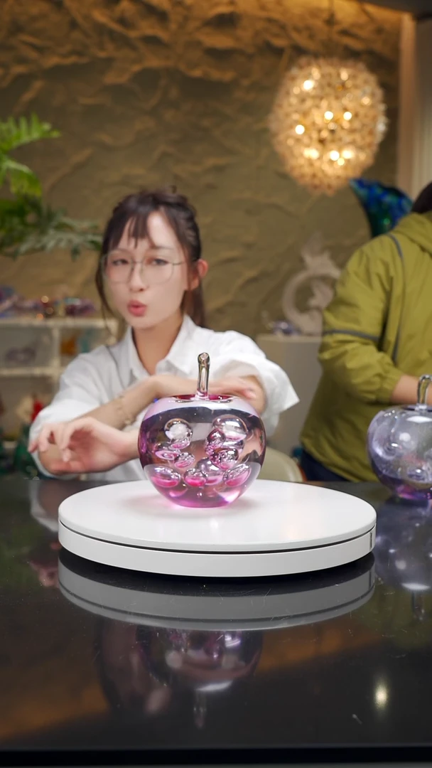 手工艺品琉璃金红苹果摆件