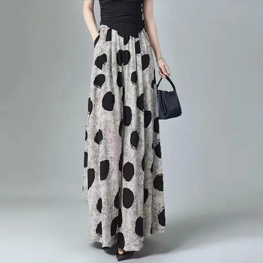 双口袋裙裤女显瘦高腰气质时尚大摆百搭垂感洋气长款女裤