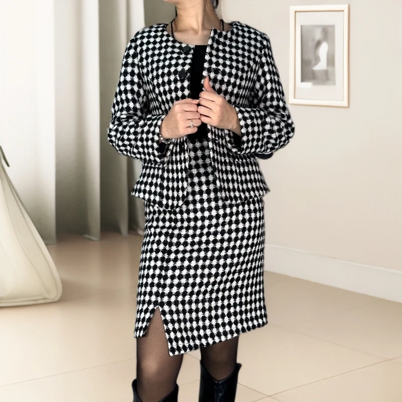 秋冬套裙新款显瘦小香风套装