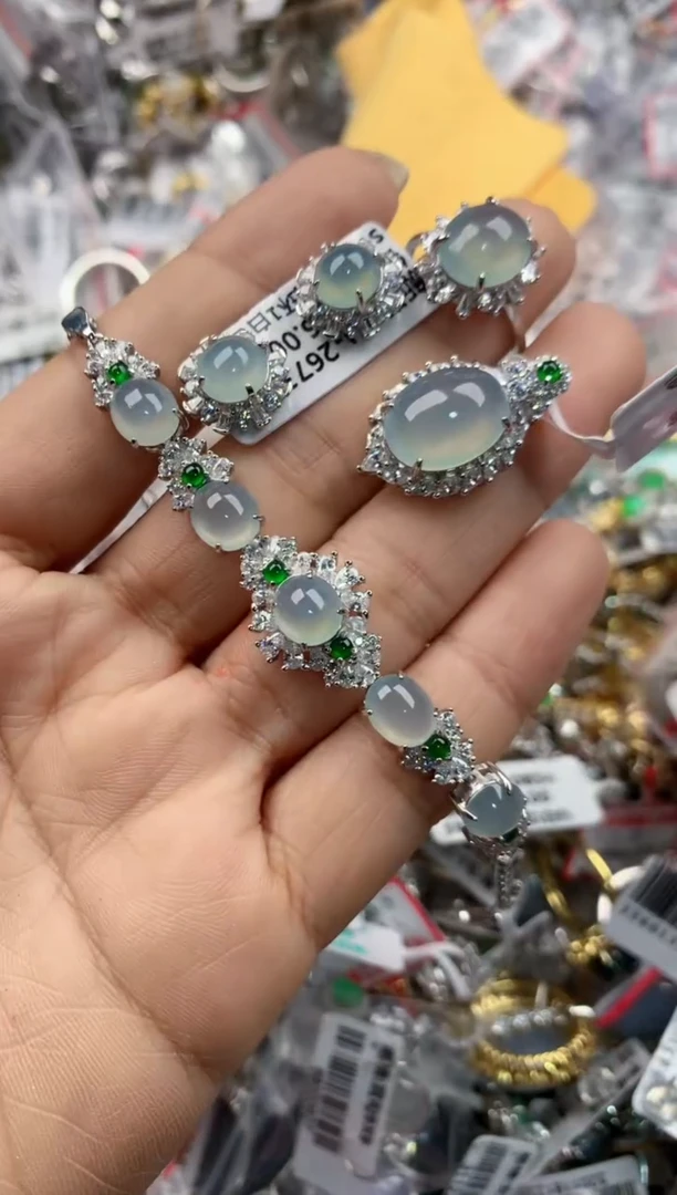 银S925镶嵌戒指翡翠333----3