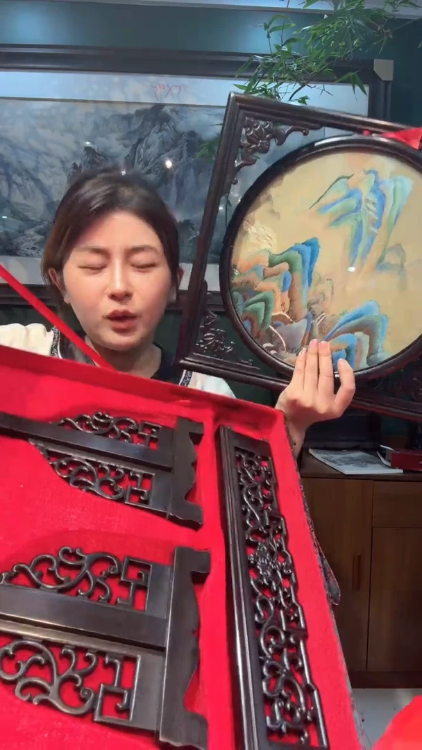 刺绣非遗苏绣手工工艺品双面五福架