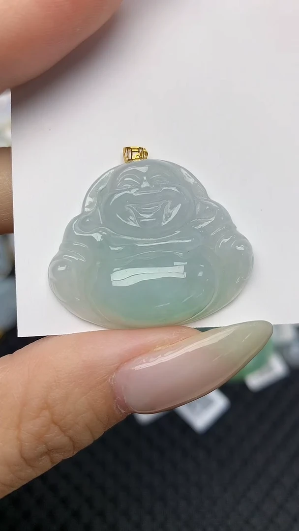 翡翠18K金镶嵌颈饰天然翡翠a货