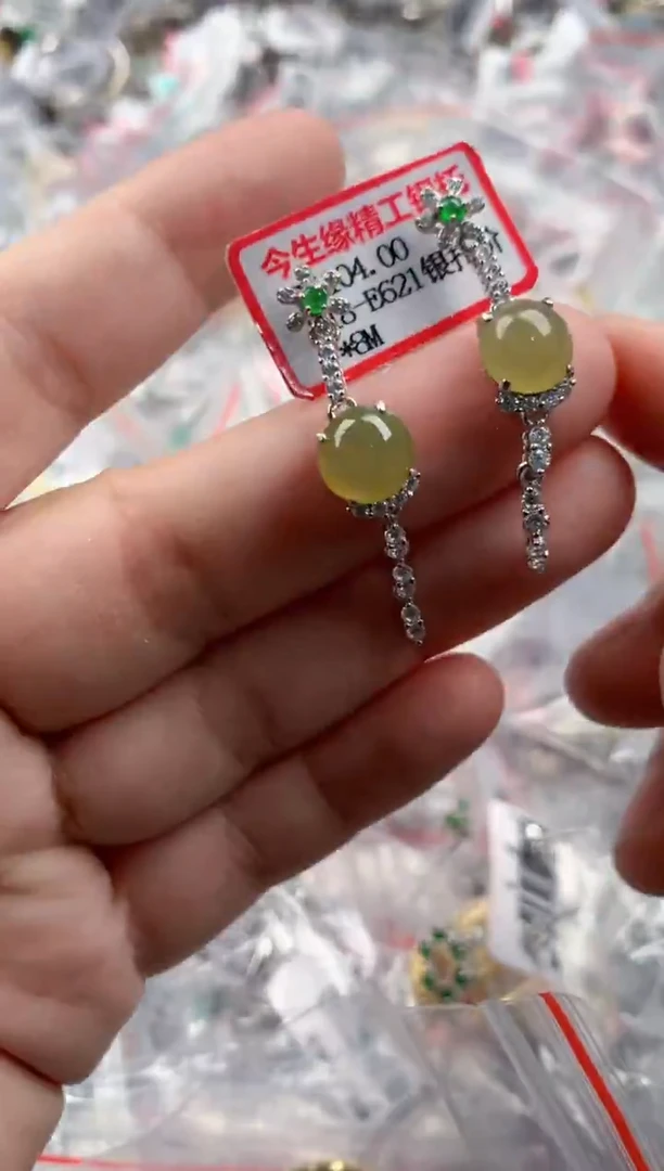 银S925镶嵌戒指翡翠555   1
