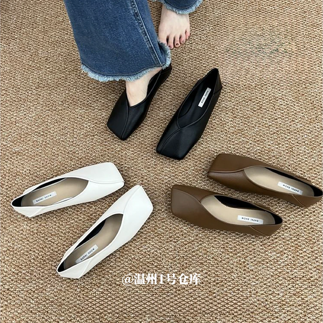 时尚法式平跟粗跟豆豆鞋女2025年新款仙女风软底低跟玛丽珍鞋子