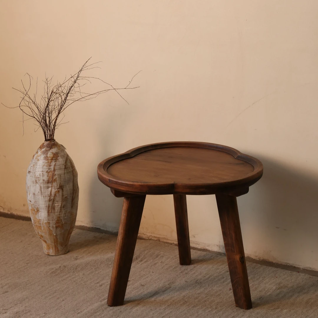 沐野家具 硬木花瓣几 家用创意阳台茶几沙发边几小众造型