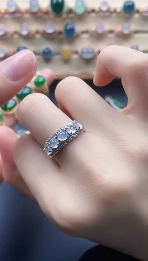 翡翠戒指银S925镶嵌一物一证一礼盒