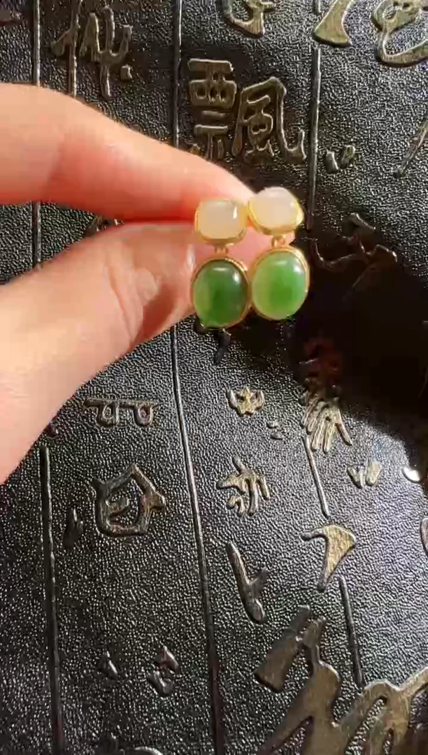 【闪购商品】和田玉耳饰银S925镶嵌和田玉