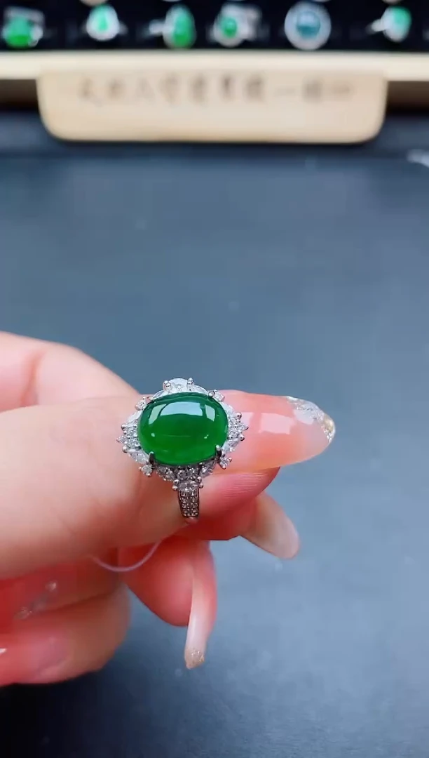 银S925镶嵌戒指翡翠1