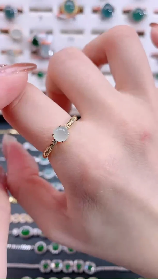 银S925镶嵌戒指翡翠天然翡翠