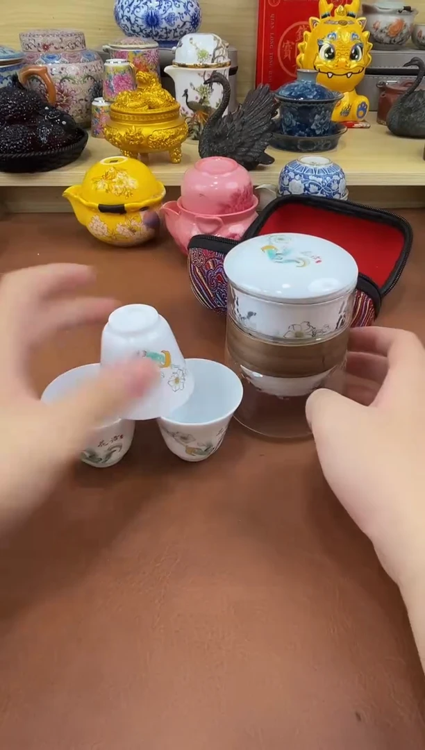 陶瓷茶具摆件旅行套组