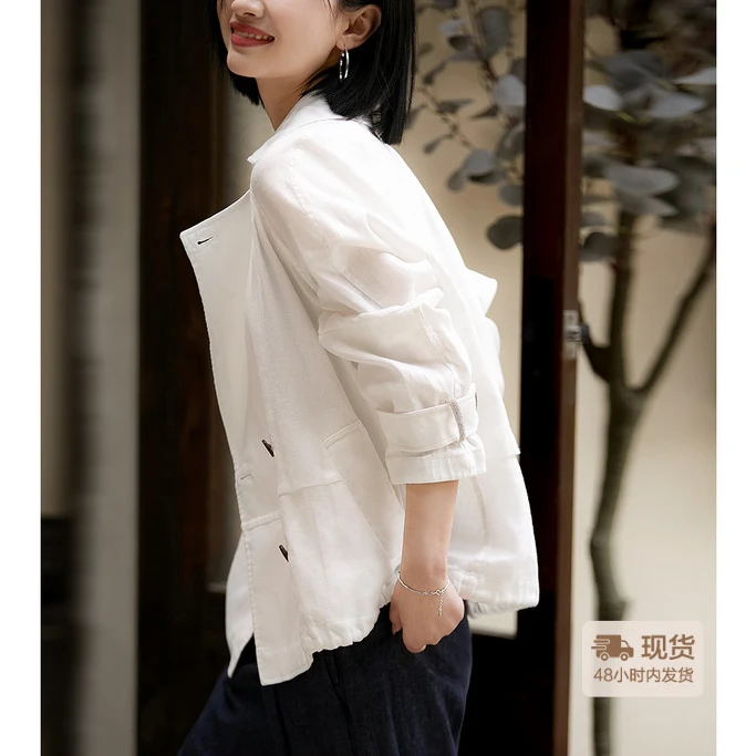 自在亚麻 | 云屿/柔飒亚麻外套女轻薄舒适短款风衣WTG861767AG