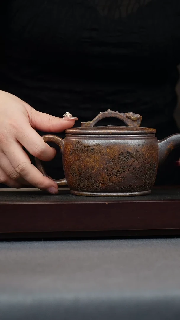 【闪购商品】紫砂茶壶龙骨金沙 如意汉瓦 刻十八罗汉
