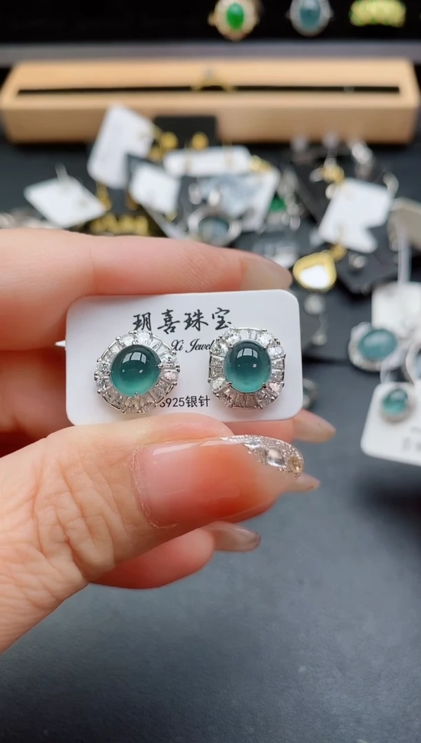 银S925镶嵌戒指翡翠1