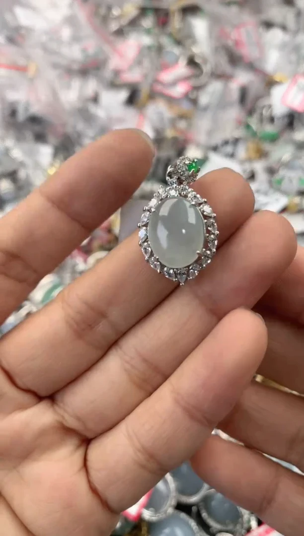 银S925镶嵌戒指翡翠444              5