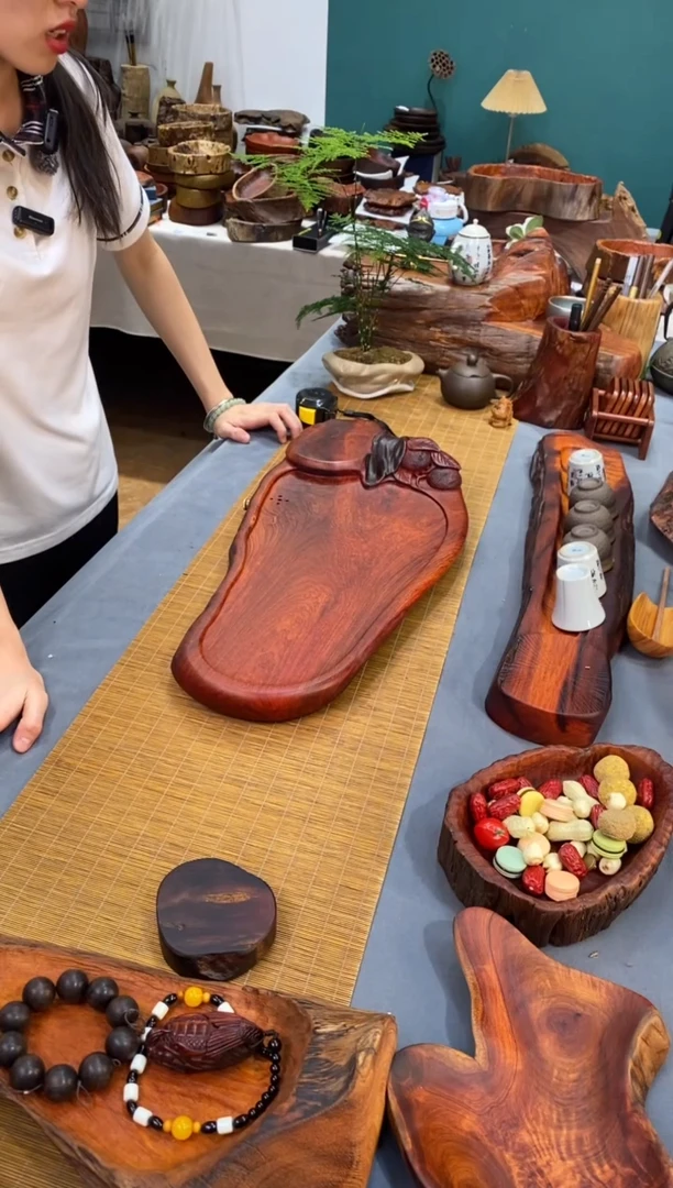 老挝酸枝茶盘56-25.5-5