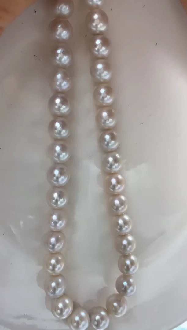 项链未镶嵌淡水珍珠 390  白透粉全珠项链