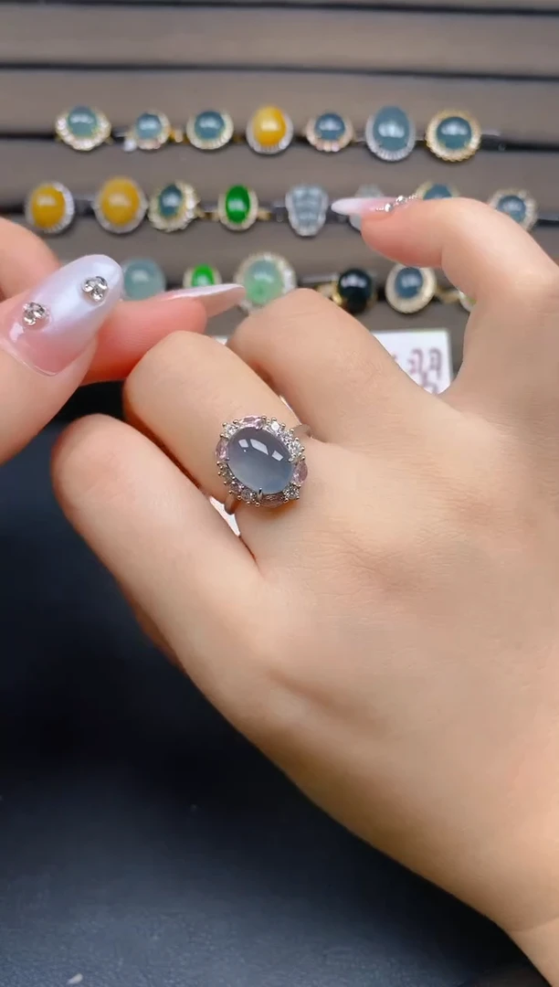 翡翠戒指银S925镶嵌74