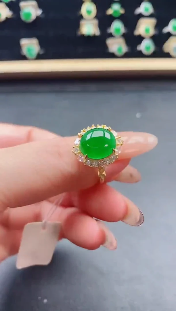 银S925镶嵌戒指翡翠1