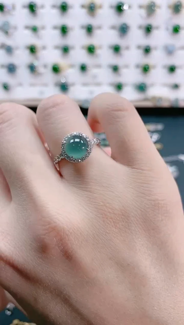 【闪购商品】翡翠戒指银S925镶嵌天然翡翠