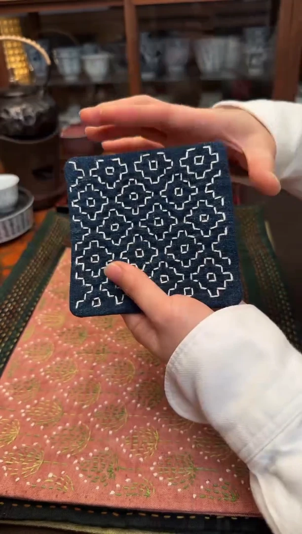 【闪购商品】织绣 Cici手作老布植物染柿染杯垫-959