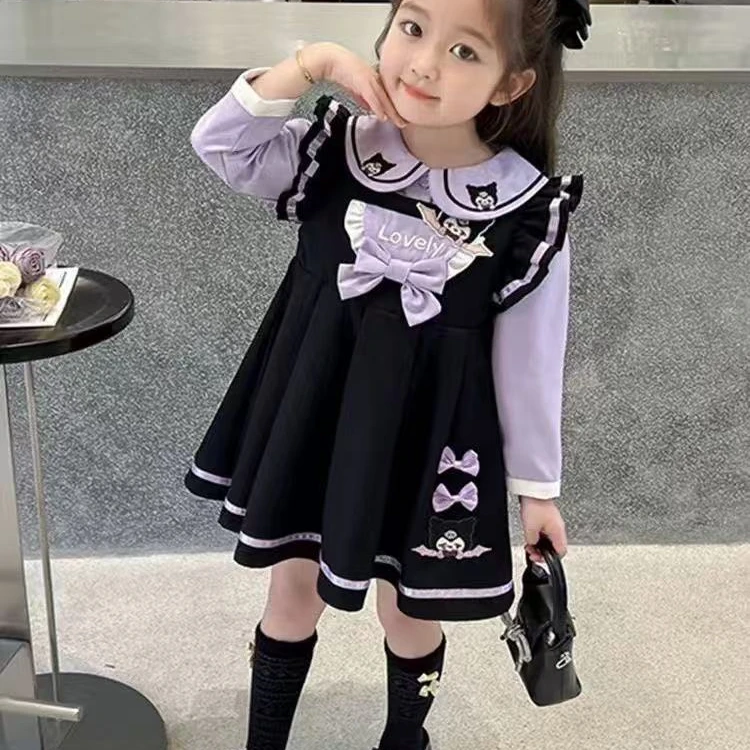 库洛米裙子女童秋装2025新款儿童背带裙套装洋气女孩春秋款连衣裙