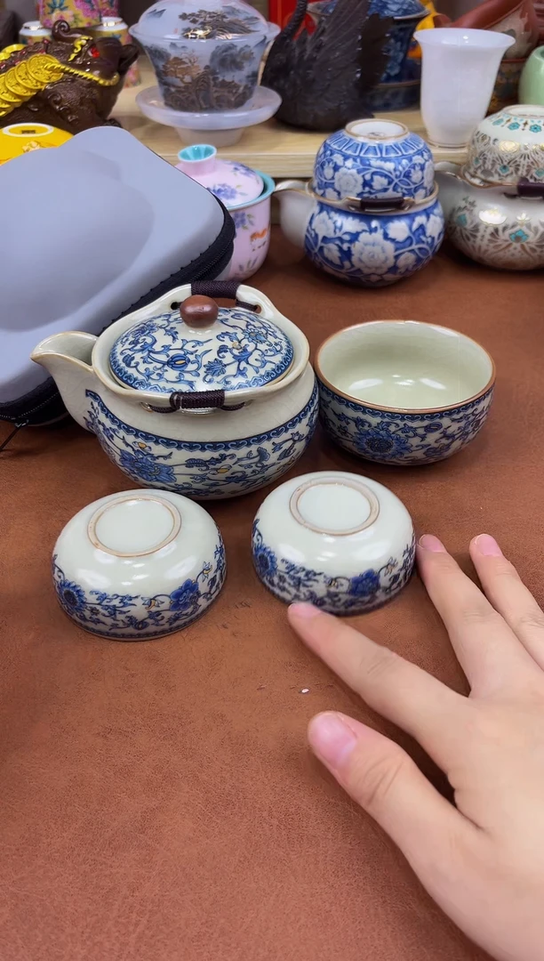 陶瓷茶具摆件旅行套组
