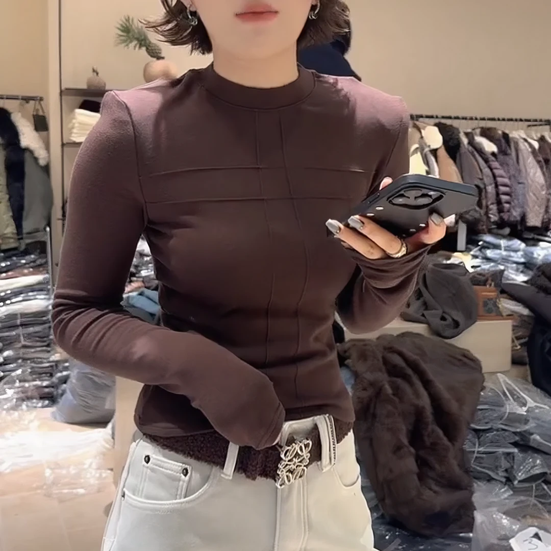 2025秋冬新款高级显瘦长袖网红修身百搭气质T恤打底衫LK2507923