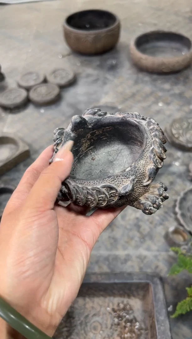 陶土【合成青石】金蟾盆