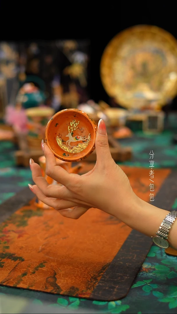 橙色鹿杯子·············