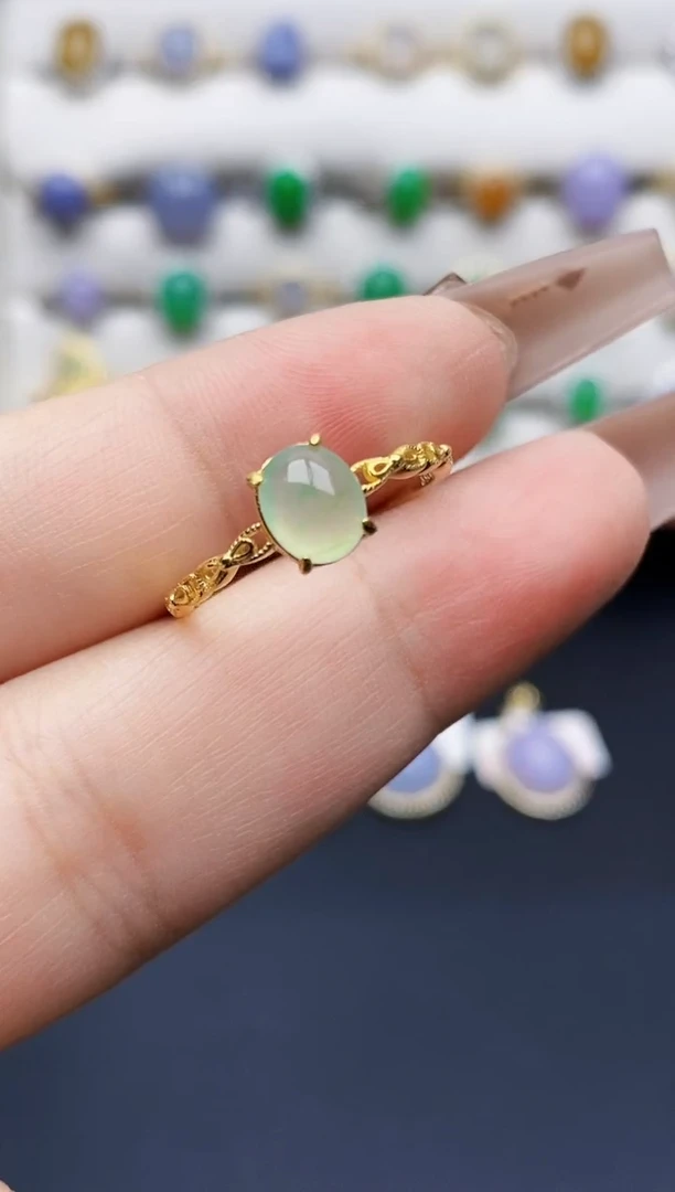 银S925镶嵌戒指翡翠0343