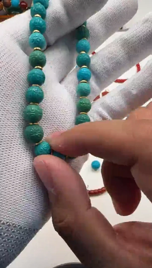 18K金镶嵌绿松石手串手串紫***~手串手串