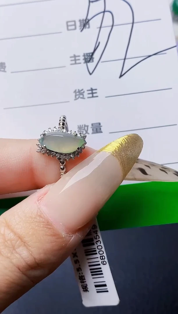 银S925镶嵌戒指翡翠3082