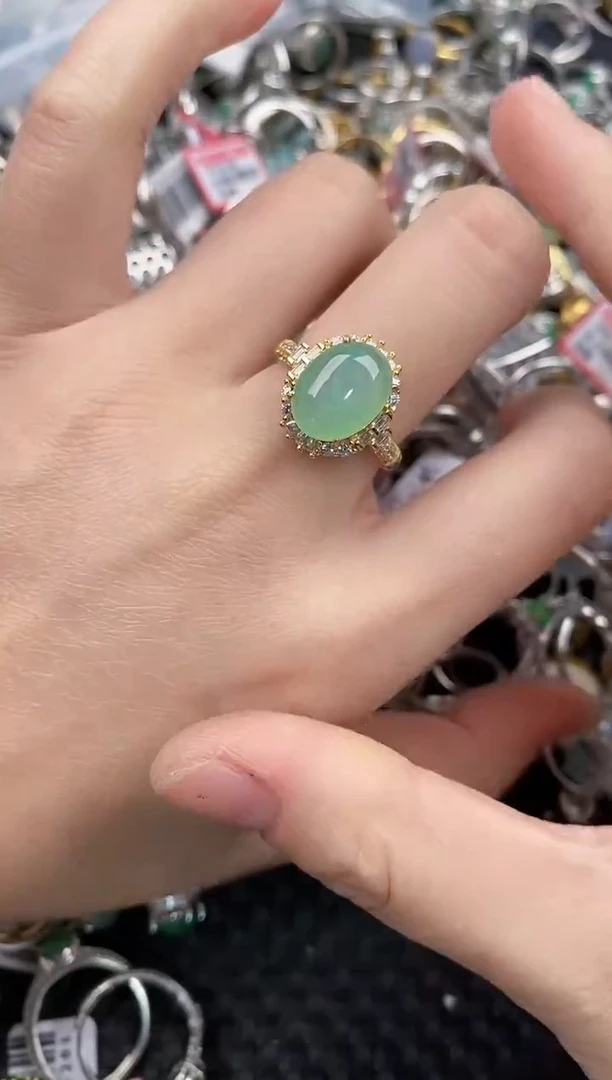 银S925镶嵌戒指翡翠333            6