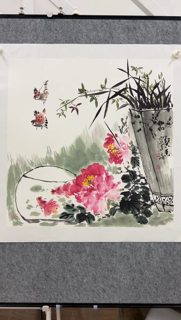 国画李文峰四尺斗方花鸟