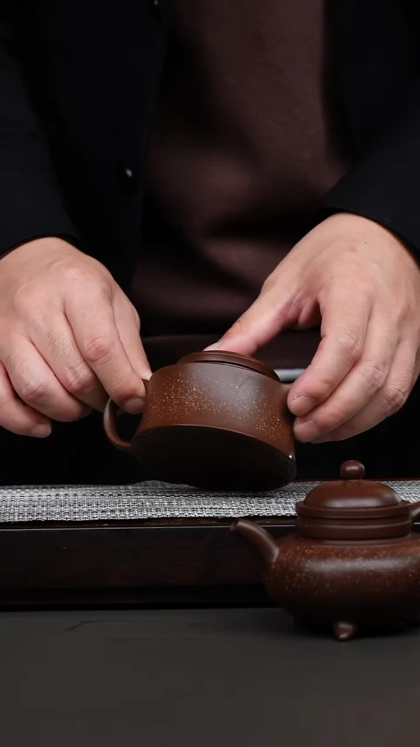 紫砂壶紫泥铺砂笠式江雪