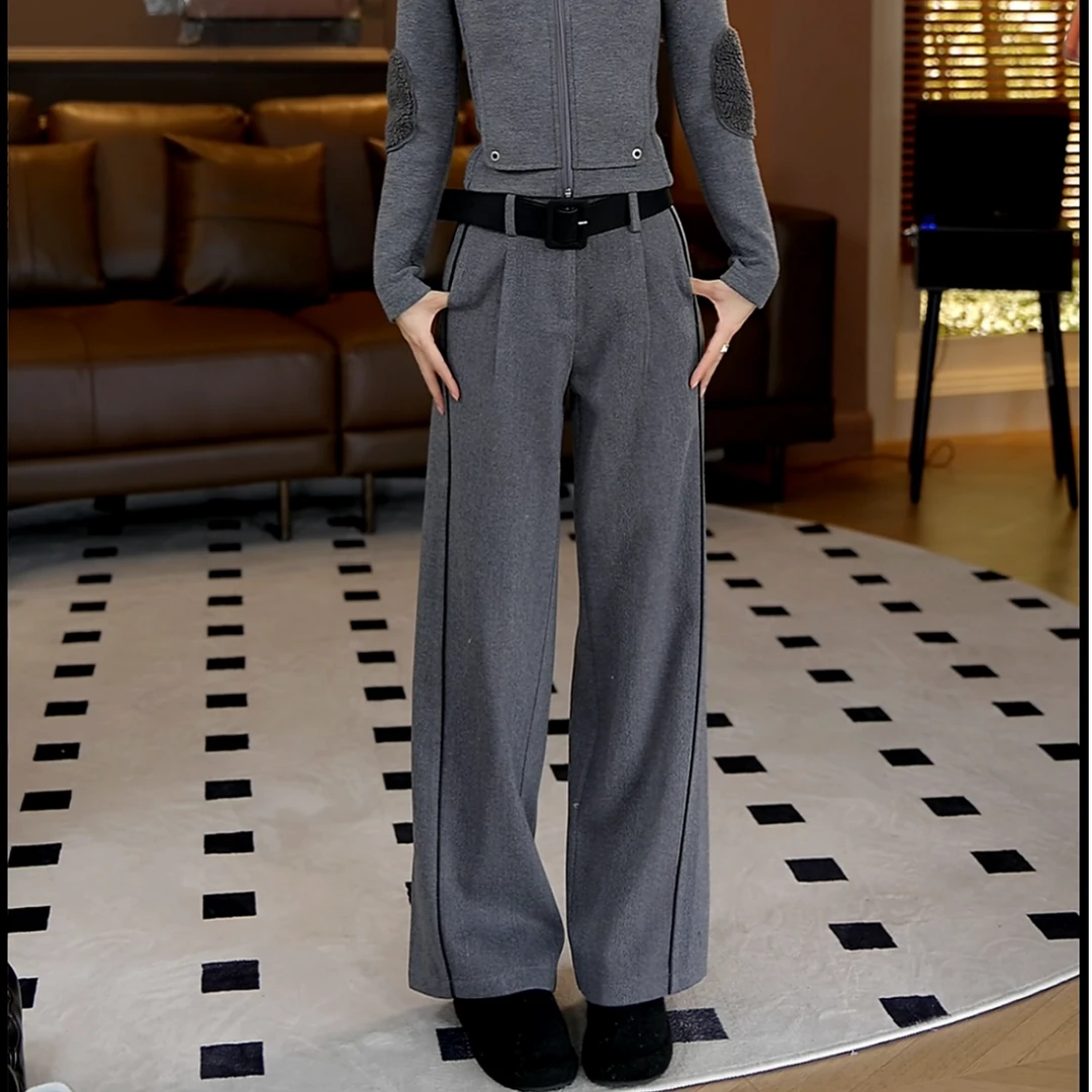 思思小个子服装【格雷系灰色显瘦百搭直筒休闲长裤】