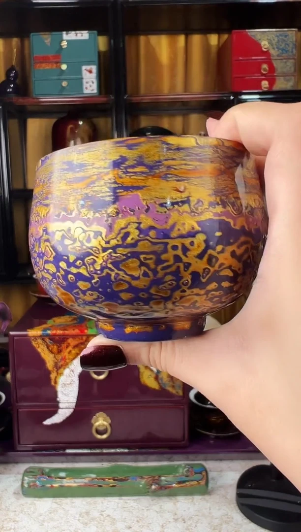 紫金螺钿镶嵌主人杯-太古大漆