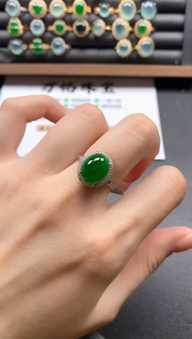 银S925镶嵌戒指翡翠51511