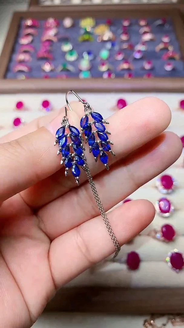 【闪购商品】蓝宝石耳饰银S925镶嵌000