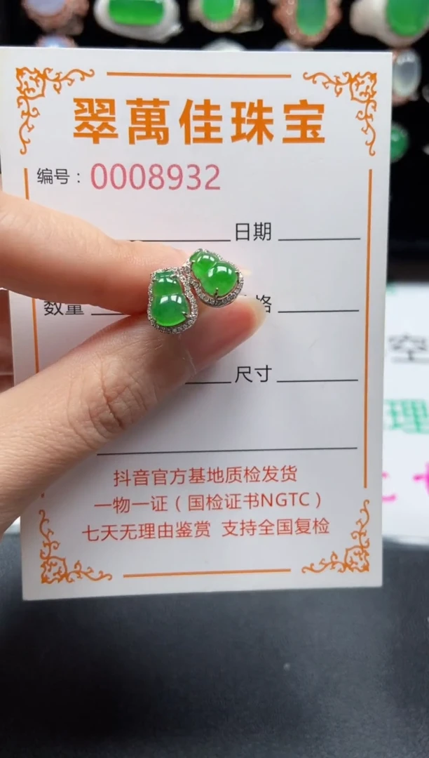 18K金镶嵌翡翠耳饰8932