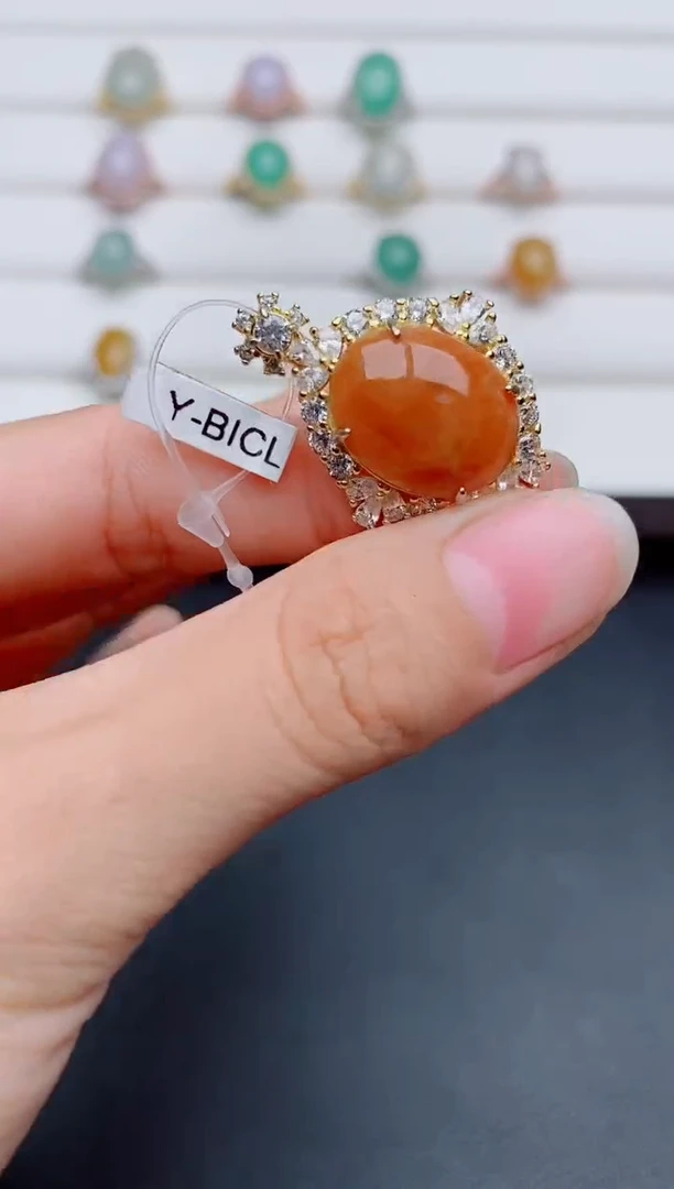 银S925镶嵌戒指翡翠1